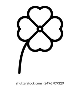 Saint patrick Leaf clover icon linear logo mark in black and white