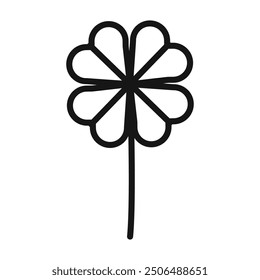 Saint patrick Leaf clover icon Black line art vector logo