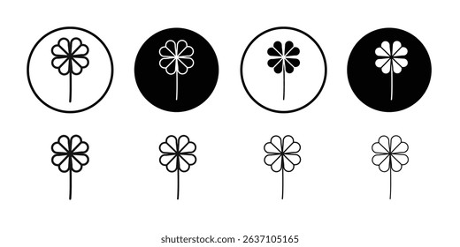 Saint patrick Leaf clover icon Black line art vector logo set