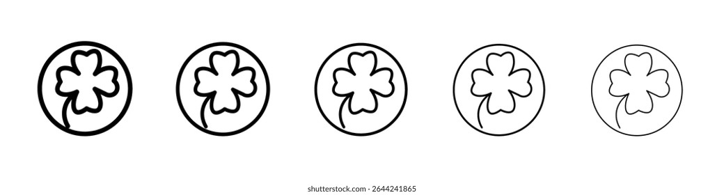 Saint patrick Leaf ícone de trevo delineamento fino logotipo marca definida