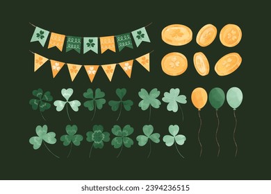 Saint Patrick Leaves Illustration Collection