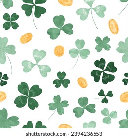 Saint Patrick Leaves Seamless Pattern