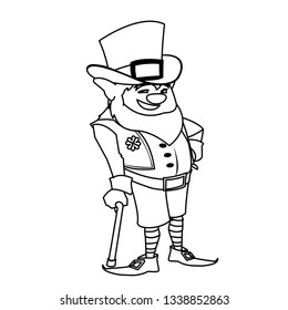 saint patrick lemprechaun with cane character