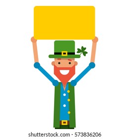 Saint Patrick. The main character is an Irish holiday in March with a yellow label. Vector illustration isolated on white background.