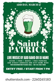 saint Patrick party day poster flyer or social media post design