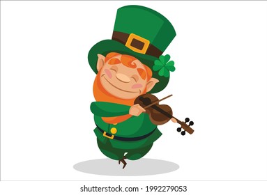 Saint patrick is playing guitar. Vector graphic illustration. Individually on a white background.