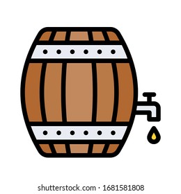 Saint Patrick related beer barrel with faucet vector with editable stroke