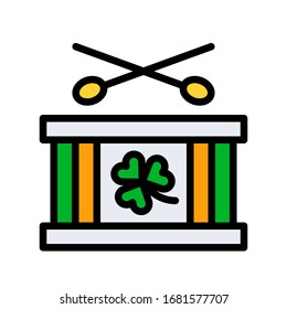 Saint Patrick related drumsticks with clover flower vector with editable stroke