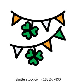 Flor de trébol colgante de Saint Patrick con vectores de guirnaldas con trazo editable
