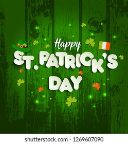 Saint Patrick s day background on wooden texture
