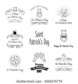 Saint patrick s Day cartoon icon illustration set. Vector illustration isolated on white background.