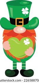 Saint Patrick s Day gnome holding a green heart
