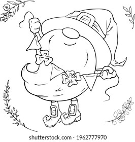 Saint Patrick s Day holiday set, cute cartoon gnome, leprechaun. Vector illustration