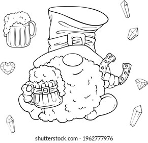 Saint Patrick s Day holiday set, cute cartoon gnome, leprechaun. Vector illustration
