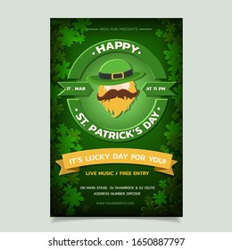 Saint Patrick s Day Poster, Brochure, Holiday Invitation. Vector Illustration