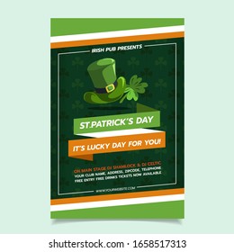 Saint Patrick s Day Poster, Brochure, Holiday Invitation. Vector Illustration