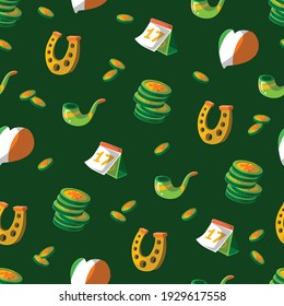 Saint Patrick s Day seamless pattern. Holiday Vector Illustration Background