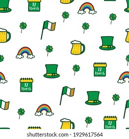 Saint Patrick s Day seamless pattern. Holiday Vector Illustration Background