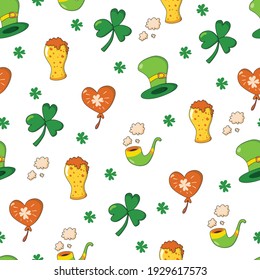 Saint Patrick s Day seamless pattern. Holiday Vector Illustration Background