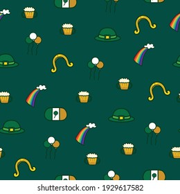 Saint Patrick s Day seamless pattern. Holiday Vector Illustration Background