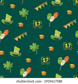 Patrón sin fisuras del Día de San Patricio. Fondo de iluminación del vector de vacaciones