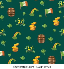 Saint Patrick s Day seamless pattern. Holiday Vector Illustration Background