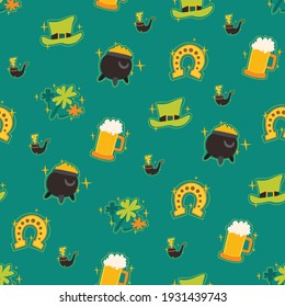 Saint Patrick s Day seamless pattern. Holiday Vector Illustration Background