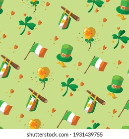 Saint Patrick s Day seamless pattern. Holiday Vector Illustration Background