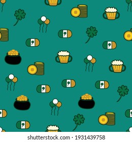 Saint Patrick s Day seamless pattern. Holiday Vector Illustration Background