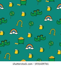 Saint Patrick s Day seamless pattern. Holiday Vector Illustration Background
