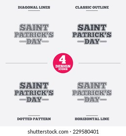 Saint Patrick sign icon. Holiday symbol. Diagonal and horizontal lines, classic outline, dotted texture. Pattern design icons.  Vector