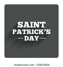 Saint Patrick sign icon. Holiday symbol. Gray flat square button with shadow. Modern UI website navigation. Vector