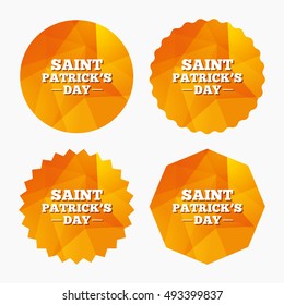 Saint Patrick sign icon. Holiday symbol. Triangular low poly buttons with flat icon. Vector