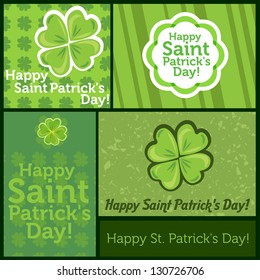 Saint Patrick or St. Patrick day vector card set