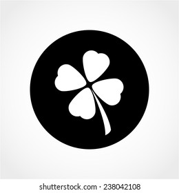 Saint Patrick symbol. Clover with four leaves sign Icon Isolated on White Background