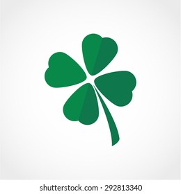 Saint Patrick symbol. Clover with four leaves sign Icon Isolated on White Background