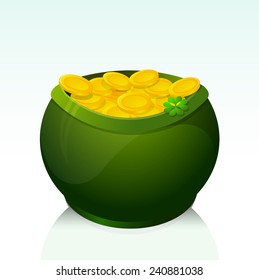 Saint Patrick symbol golden pot as graphic design element. EPS10