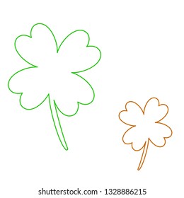 Saint patrick symbol. Outline design style.Leaf clover icon.Green and Brown