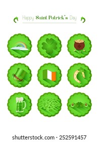 Saint Patrick symbols, set, rainbow, shamrock, leprechaun, pot of money, green hat, irish flag, horseshoe for luck, green beer, Leprechaun Shoes