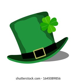 Saint Patrick vector tag with a hat and shadow on a white background. Design a saint Patrick poster or banner