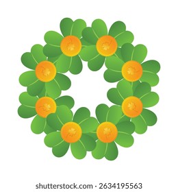 saint patrick wearing green robe holding shamrock with celtic background illustration.