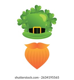 saint patrick wearing green robe holding shamrock with celtic background illustration.