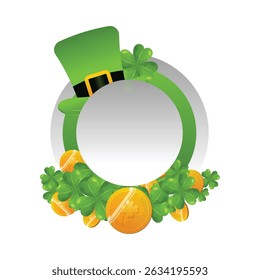 saint patrick wearing green robe holding shamrock with celtic background illustration.