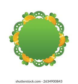 saint patrick wearing green robe holding shamrock with celtic background illustration.