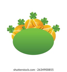 saint patrick wearing green robe holding shamrock with celtic background illustration.