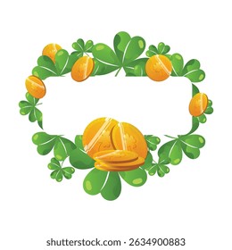 saint patrick wearing green robe holding shamrock with celtic background illustration.