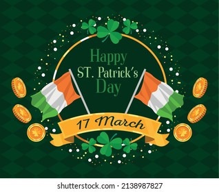 saint patricks celebration with flags card