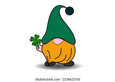 Saint Patrick's character. commemorate the day of St. Patrick. cartoon saint patrick illustration. St Patrick's Day Irish gnome with clover for good luck.