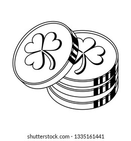 Saint patricks coins isolated black and white