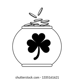 Saint patricks coins pot black and white